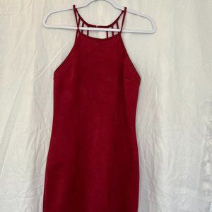 Urban Outfitters Cranberry Red Suede Mini Dress, sz 8